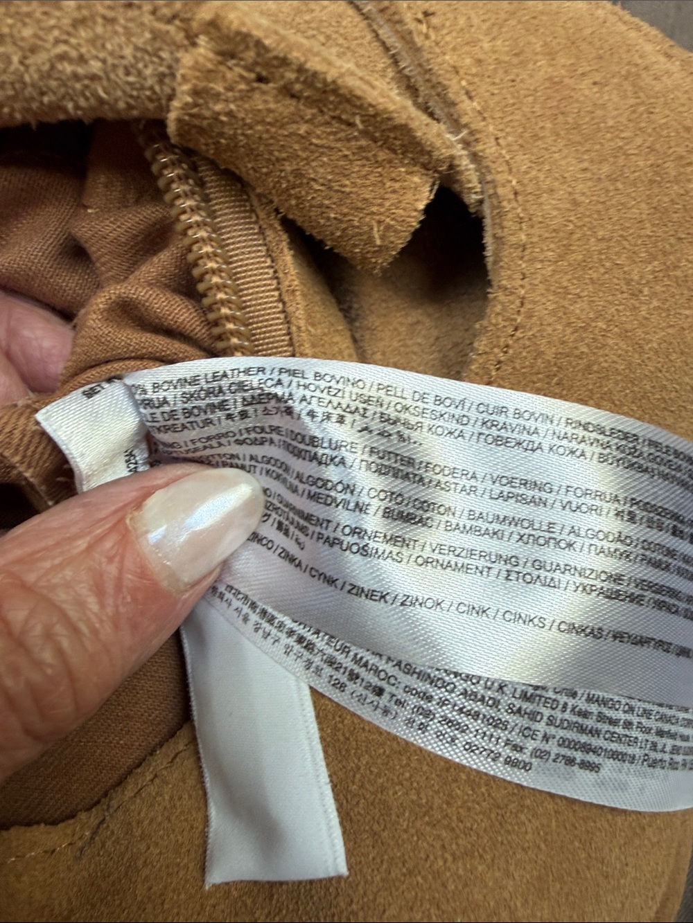 Mango All Leather Beige Suede Shoulder Shopping Bag - Picture 7 of 9